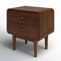 Retro Walnut Curved Nightstand