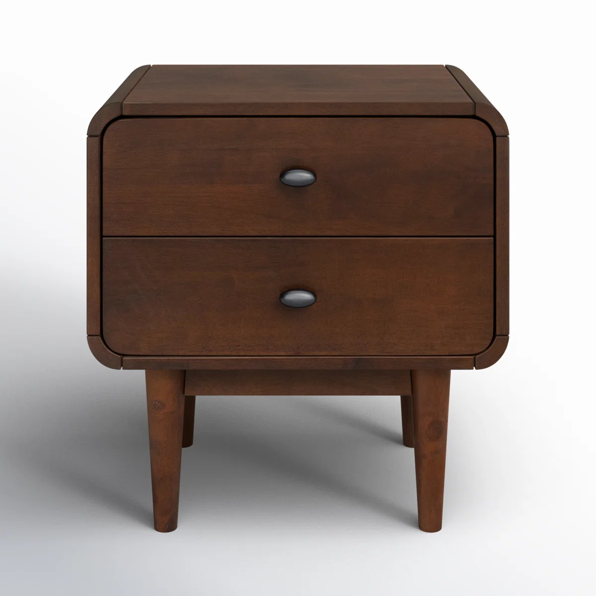 Retro Walnut Curved Nightstand