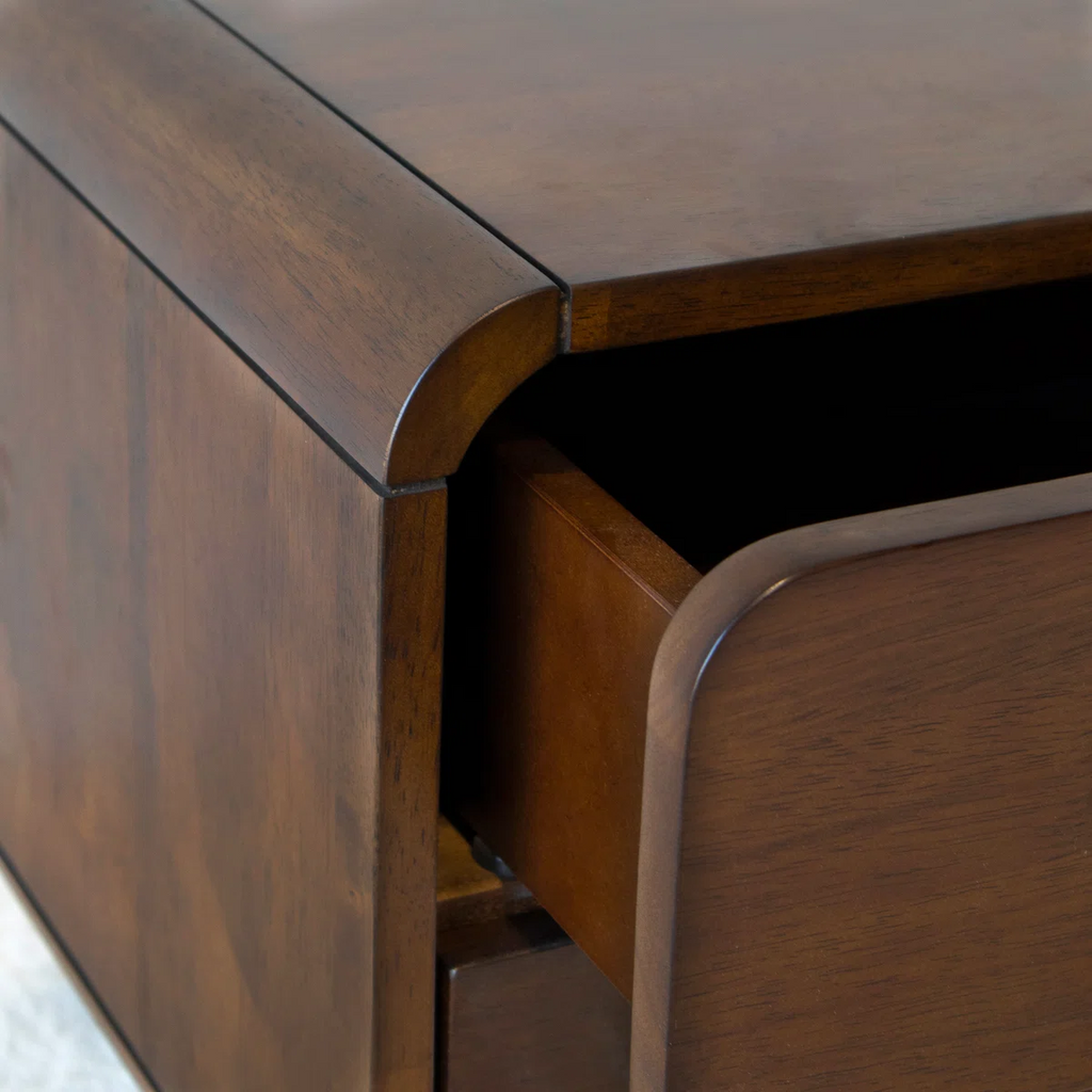 Retro Walnut Curved Nightstand