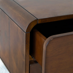Retro Walnut Curved Nightstand