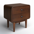 Retro Walnut Curved Nightstand