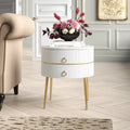 Luxury Round White Nightstand