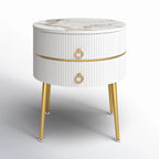 Luxury Round White Nightstand