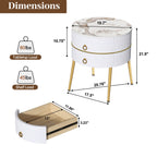 Luxury Round White Nightstand