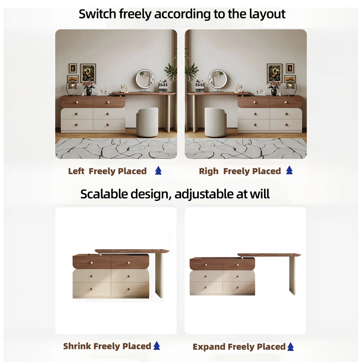 Nira Walnut Glow Dressing Table