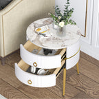 Luxury Round White Nightstand
