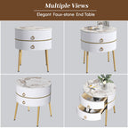 Luxury Round White Nightstand