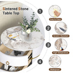 Luxury Round White Nightstand