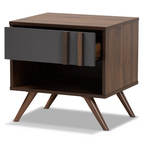 Open Shelf Walnut Nightstand