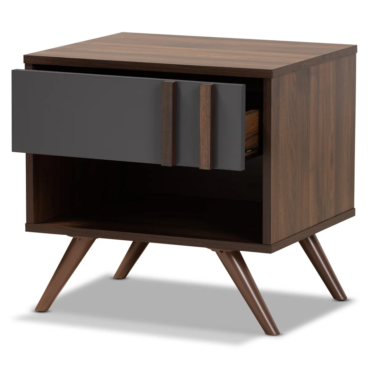 Open Shelf Walnut Nightstand