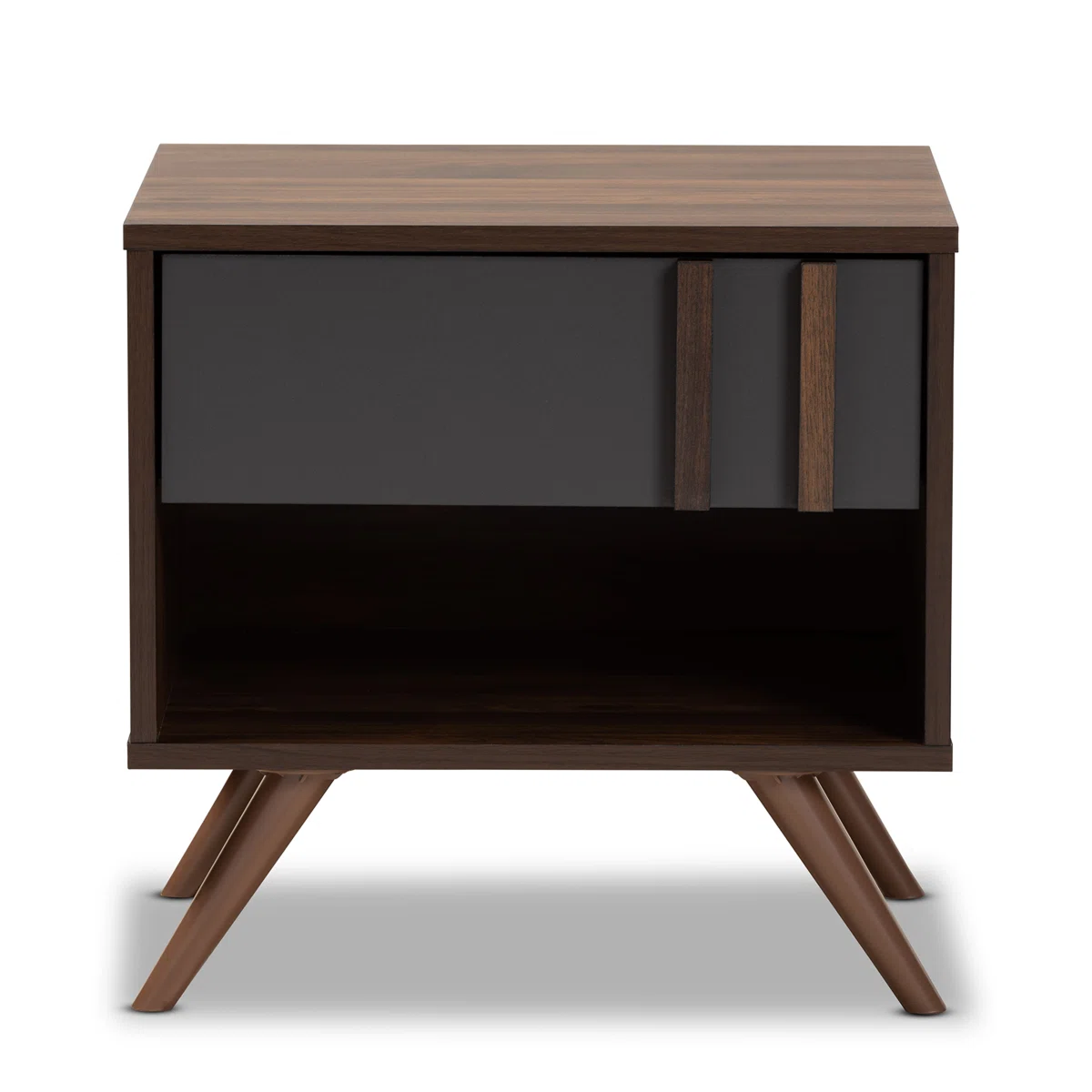 Open Shelf Walnut Nightstand