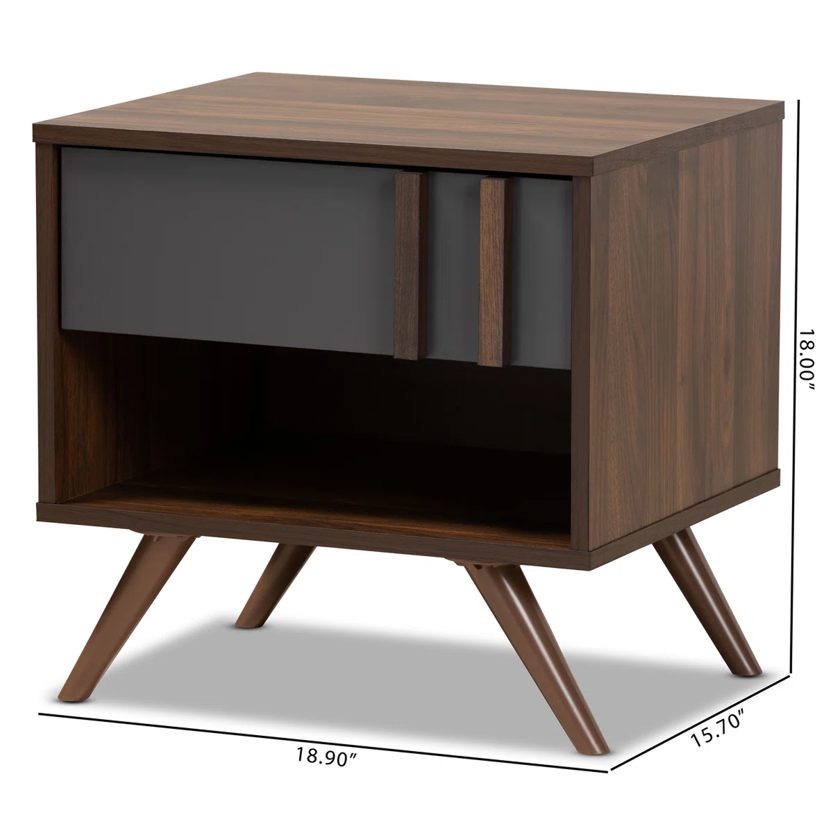 Open Shelf Walnut Nightstand