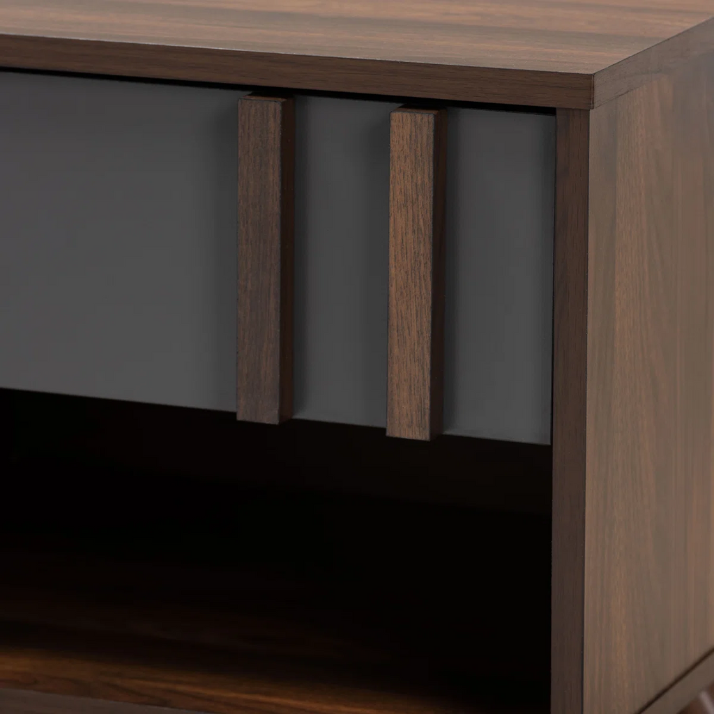 Open Shelf Walnut Nightstand
