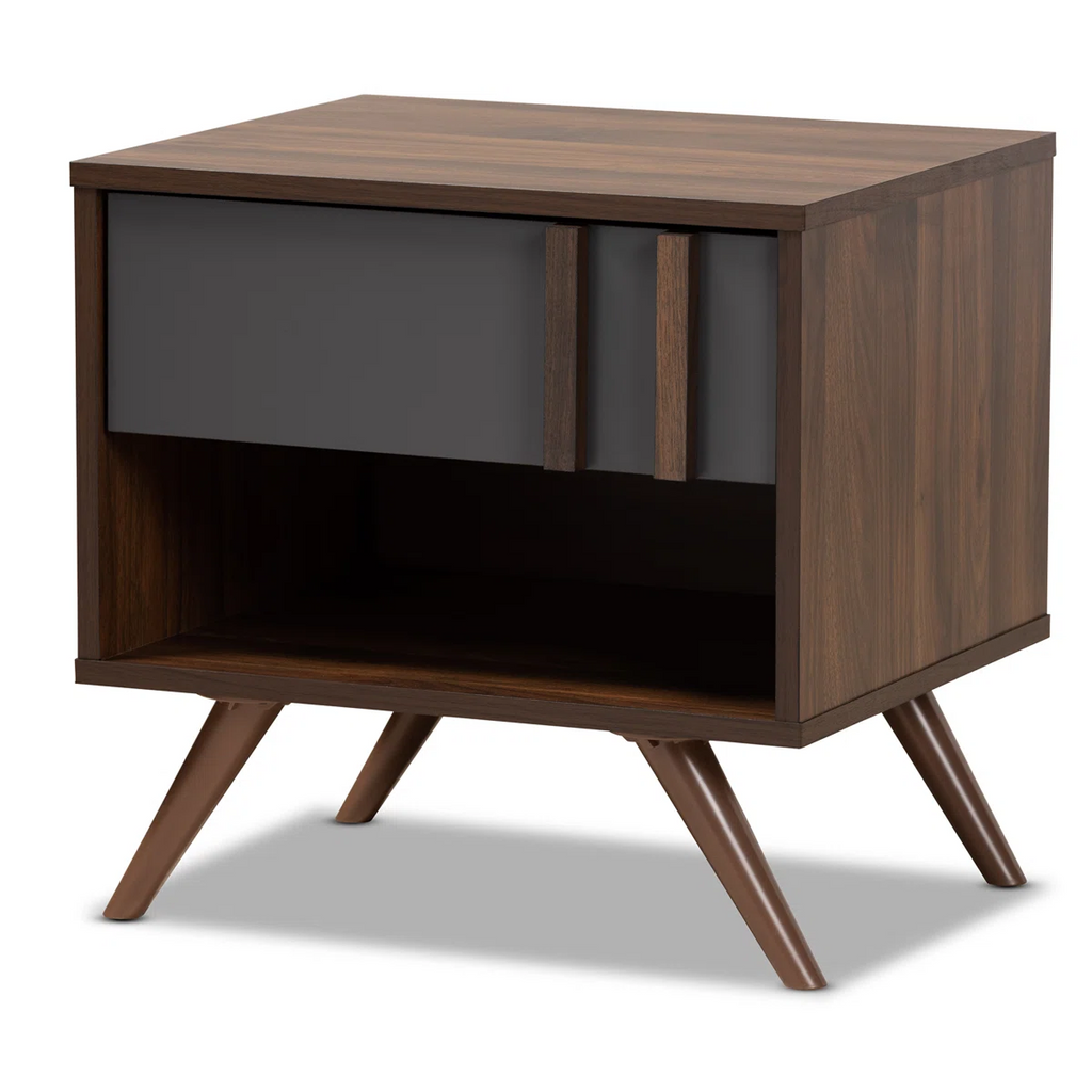 Open Shelf Walnut Nightstand