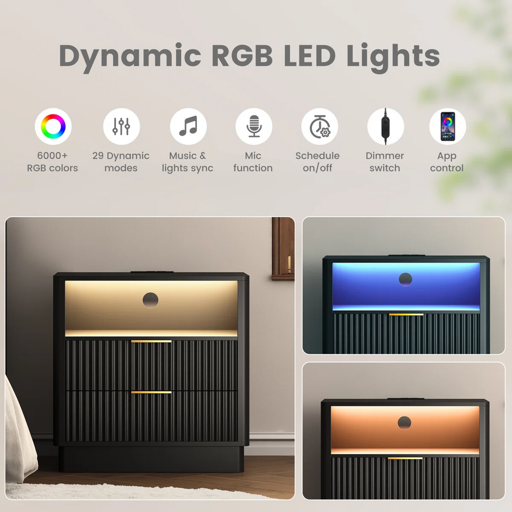 Contemporary LED Cabinet Nightstand