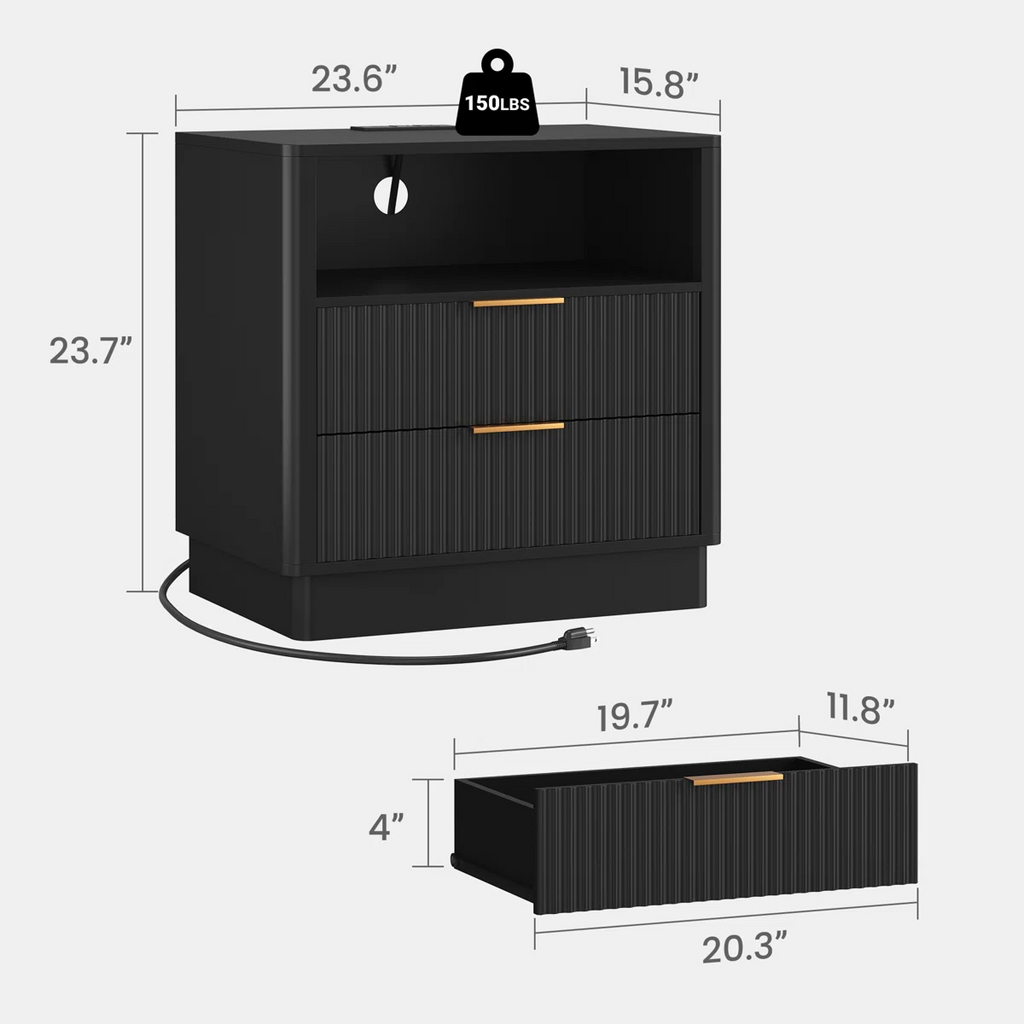 Contemporary LED Cabinet Nightstand