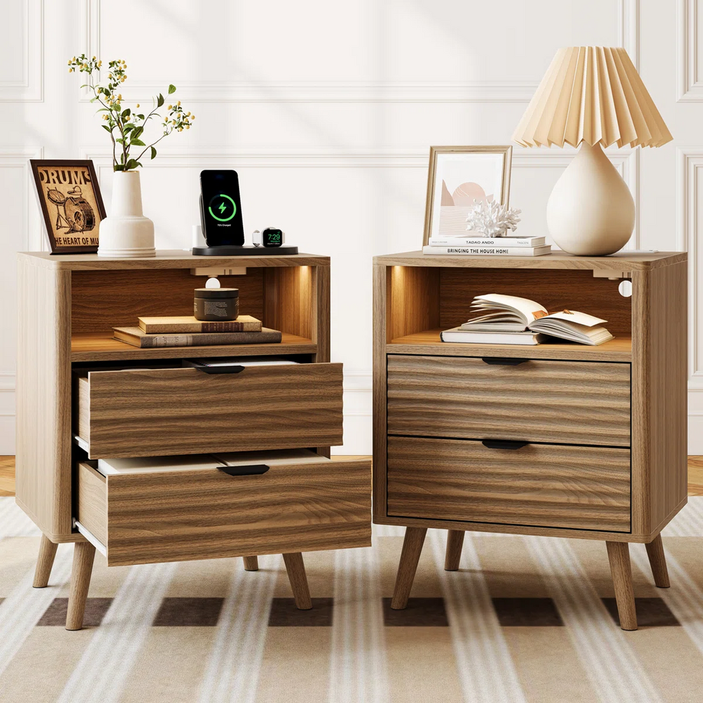 LED Wooden Bedside Table