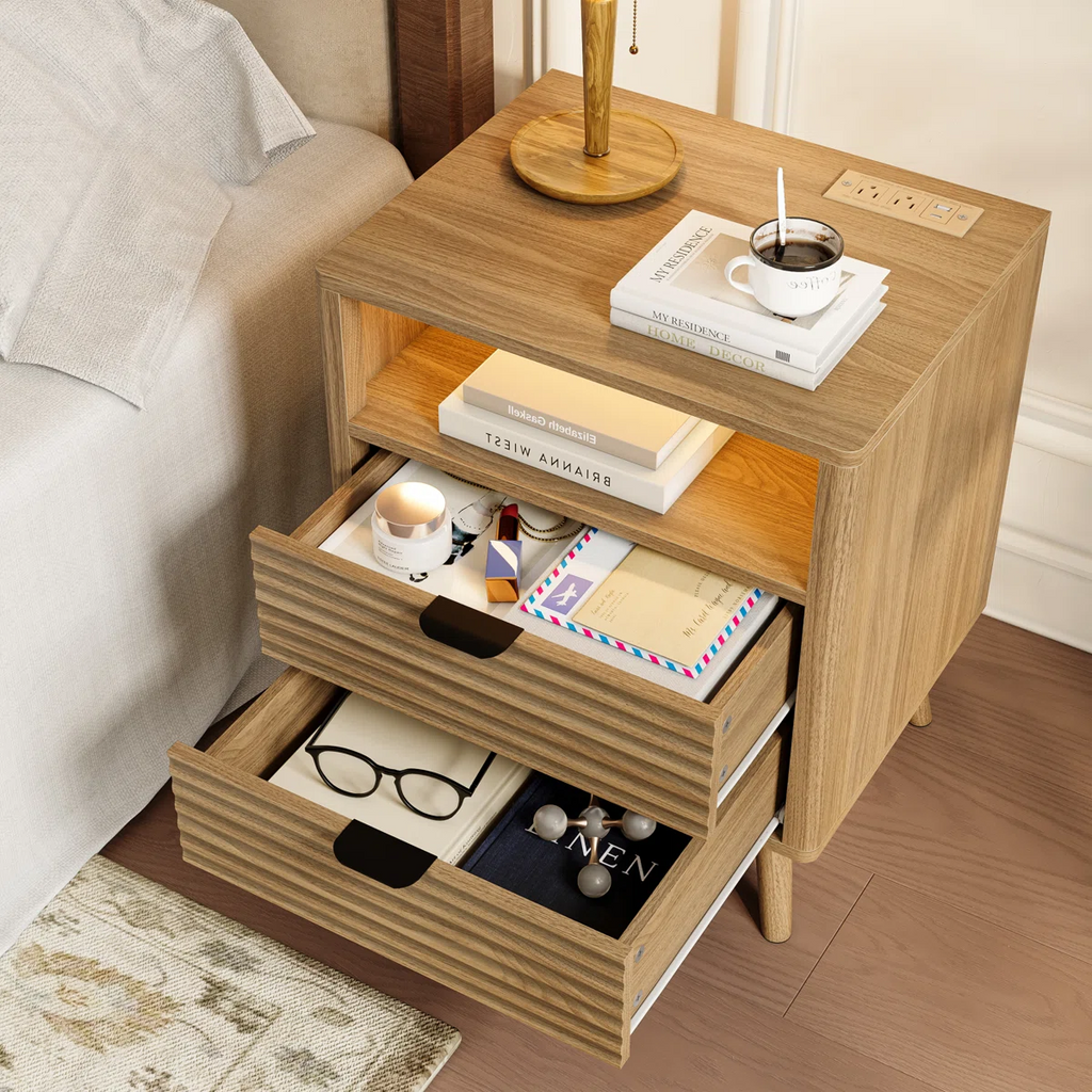 LED Wooden Bedside Table