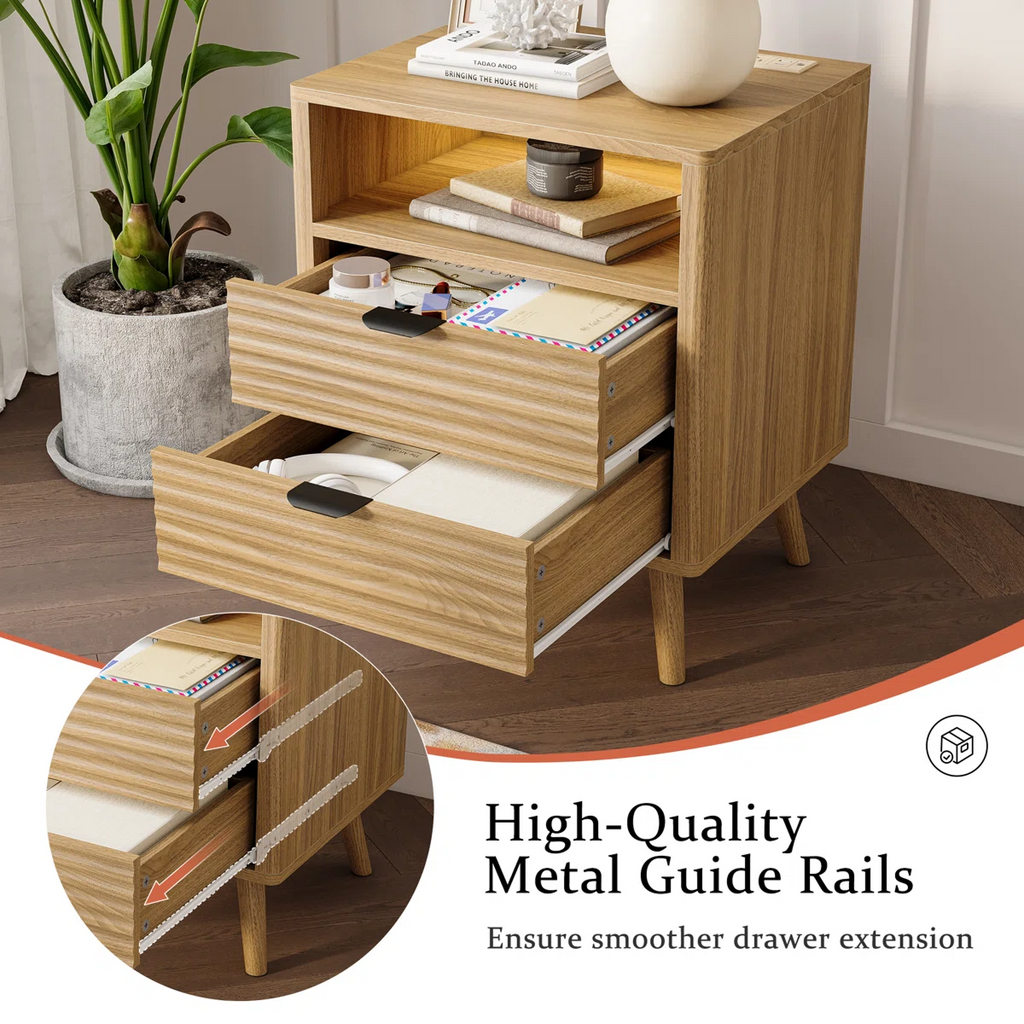 LED Wooden Bedside Table