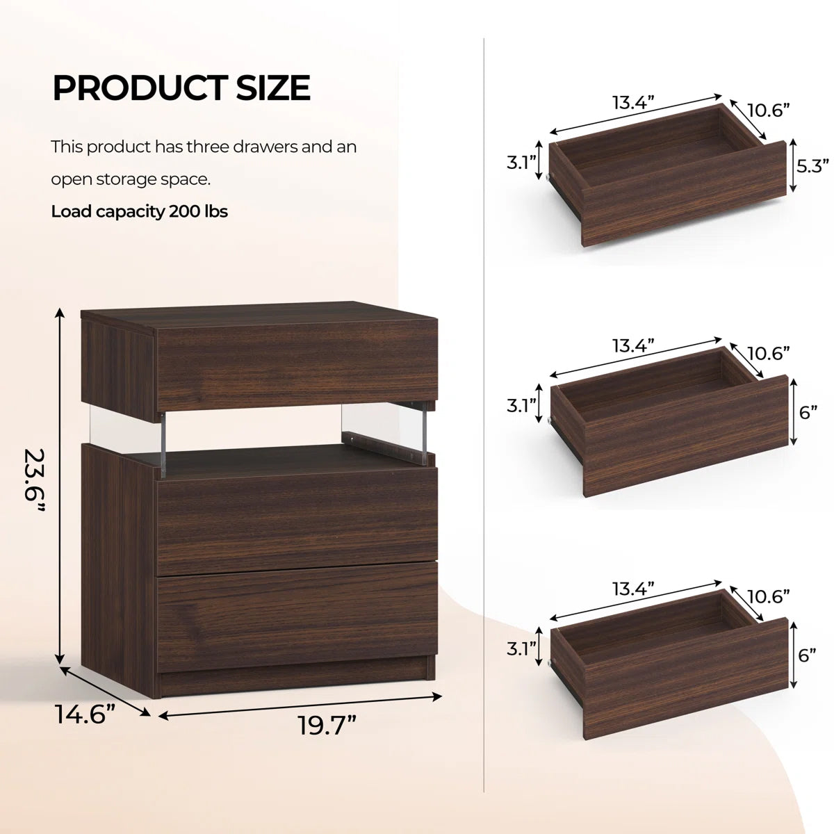 Floating LED Nightstand Set