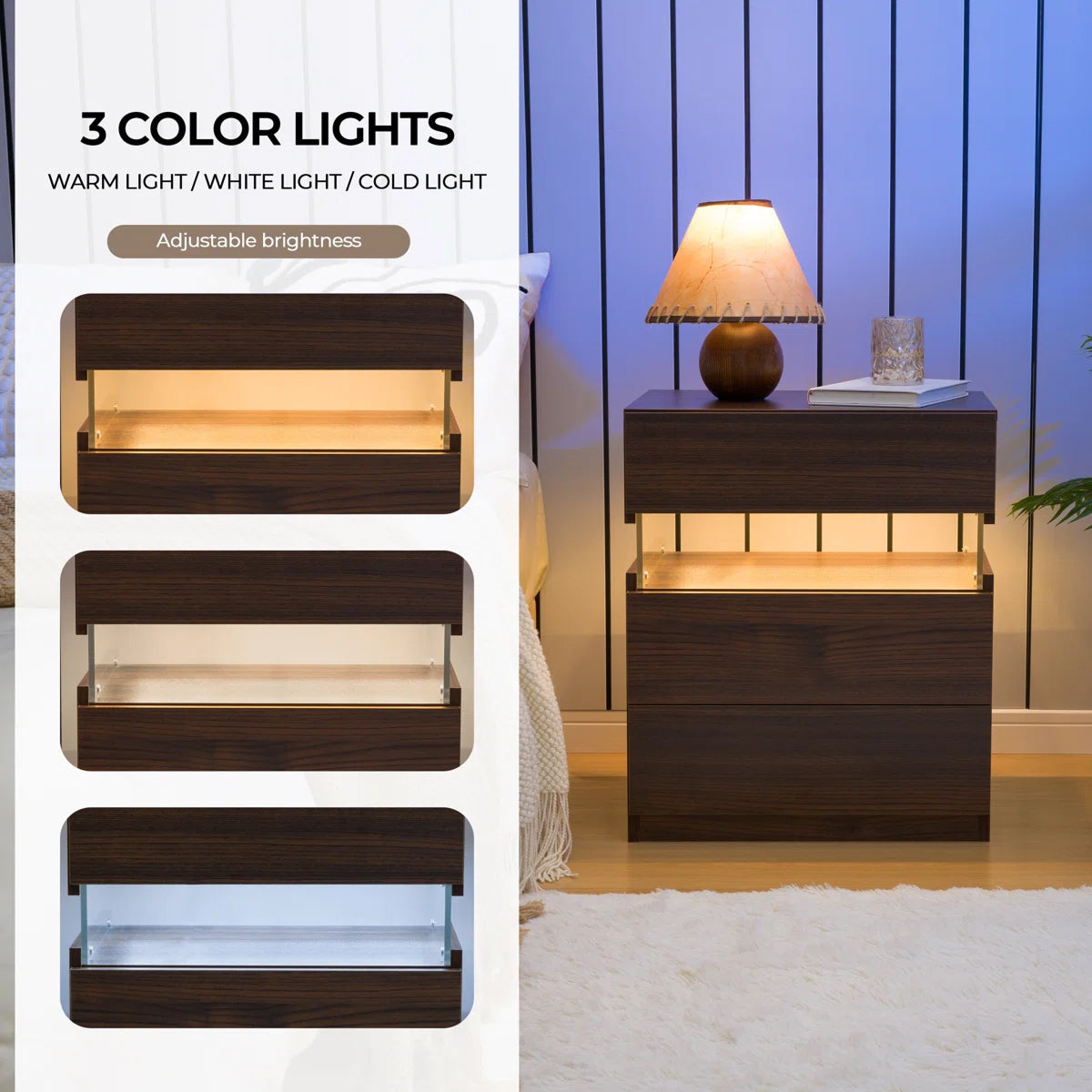 Floating LED Nightstand Set