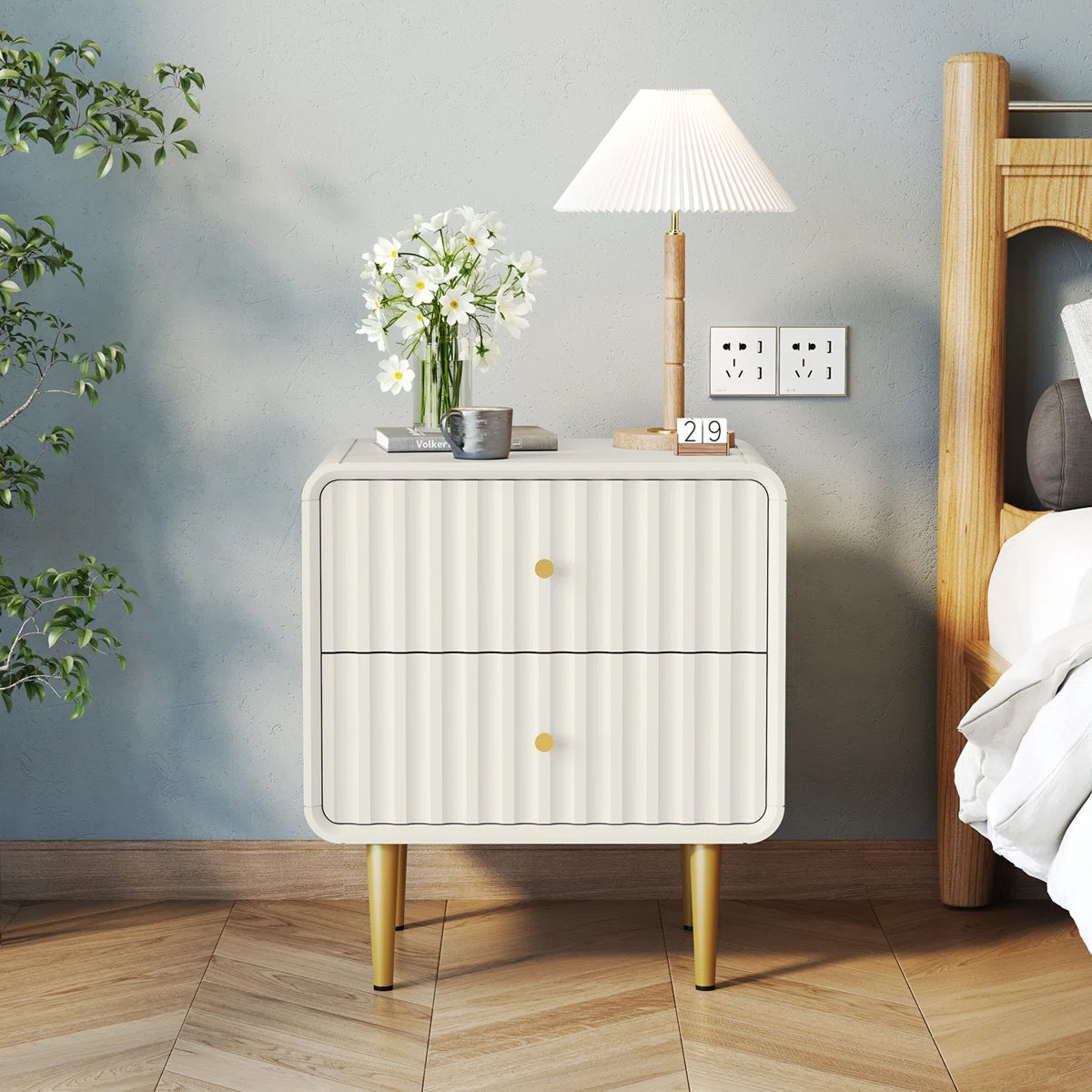 Ivory Gold Luxury Nightstand