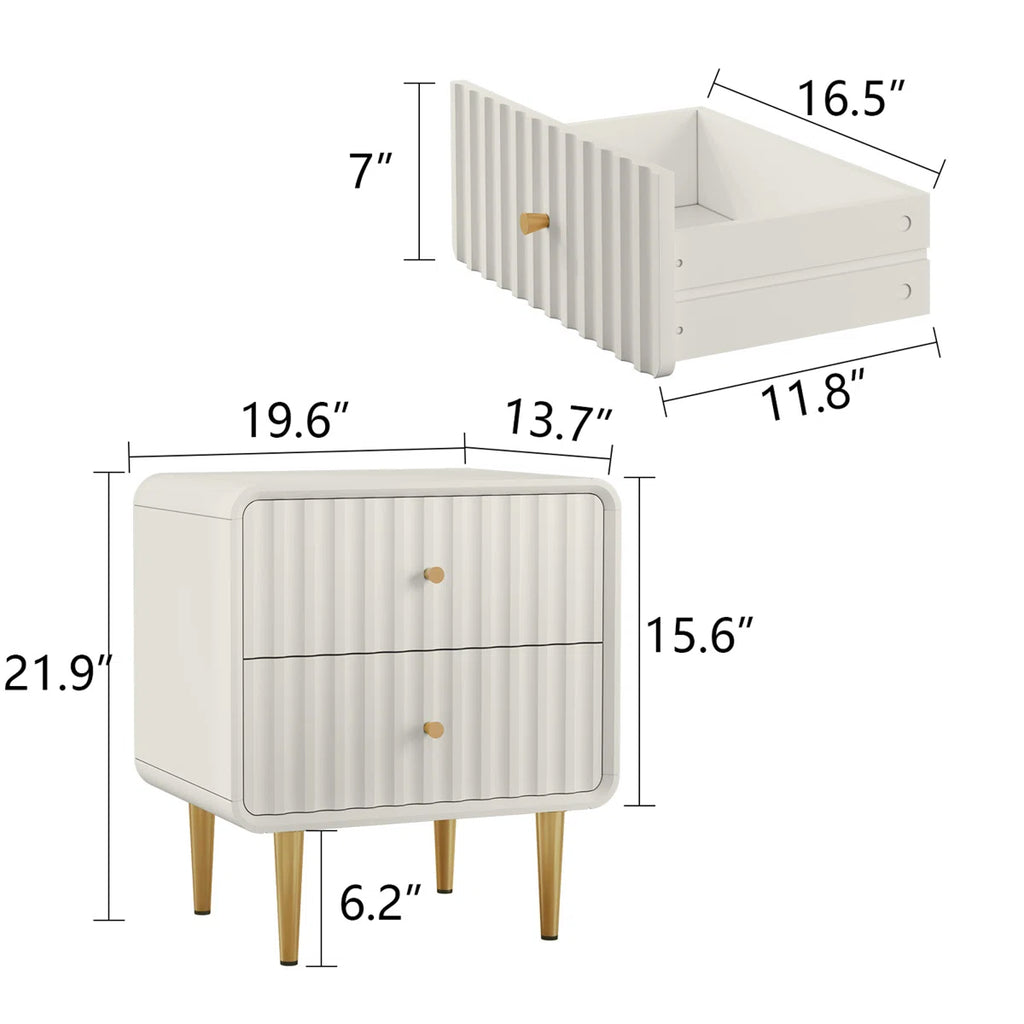 Ivory Gold Luxury Nightstand