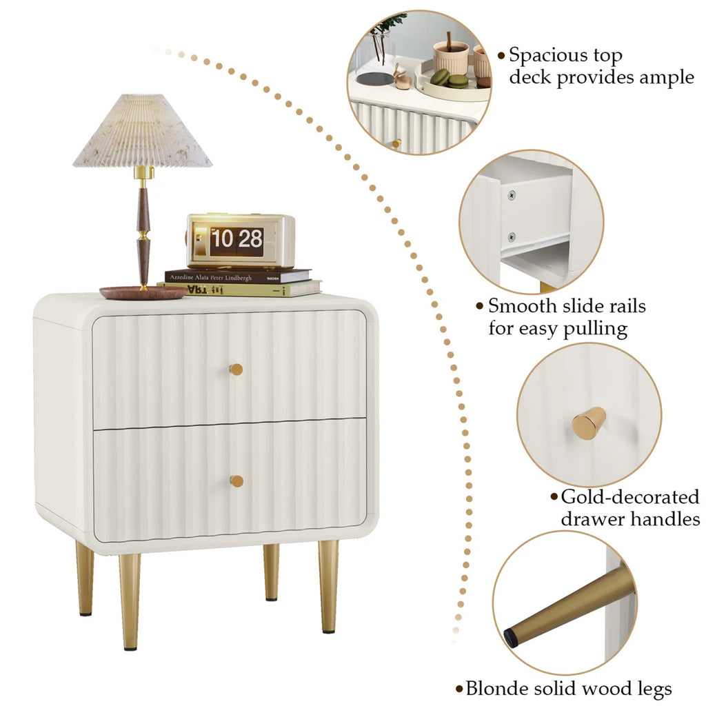 Ivory Gold Luxury Nightstand