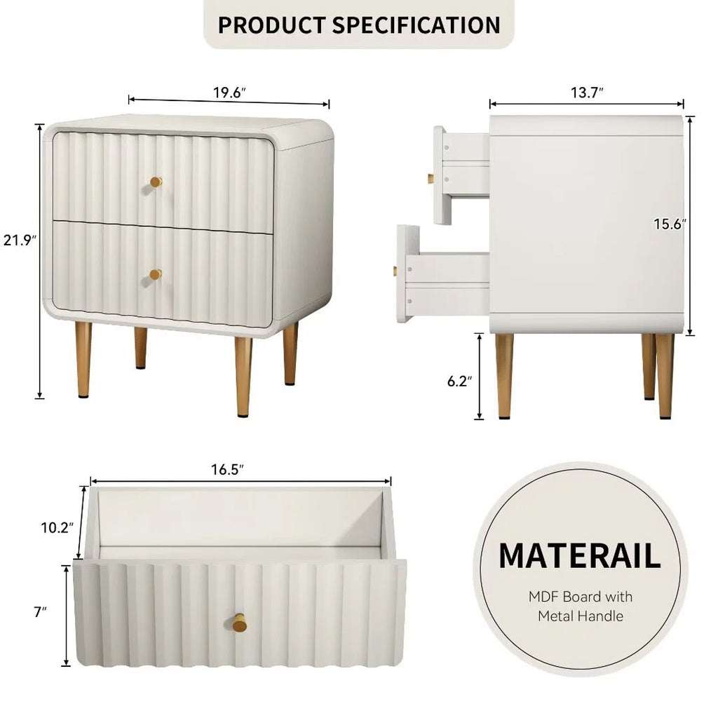 Ivory Gold Luxury Nightstand