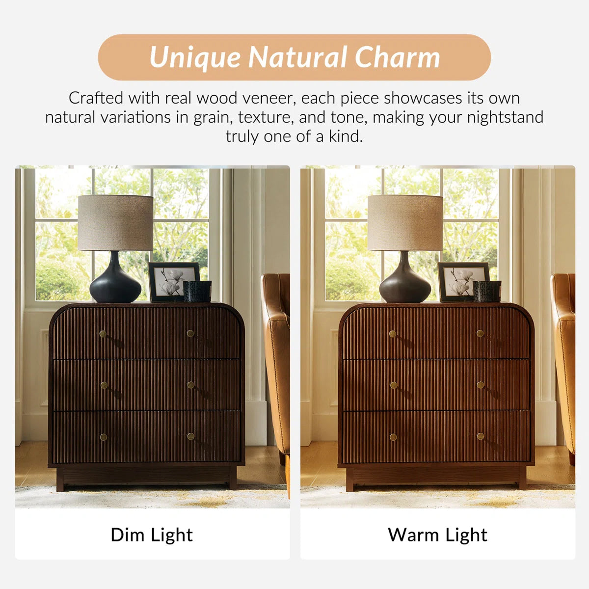 Arched Fluted Chest Nightstand