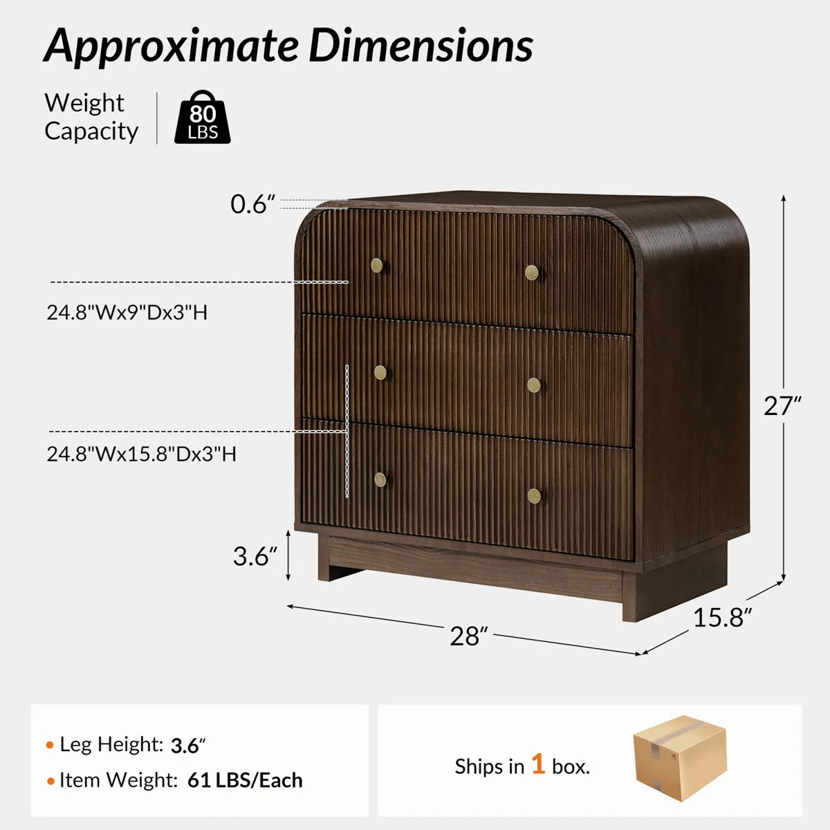 Arched Fluted Chest Nightstand