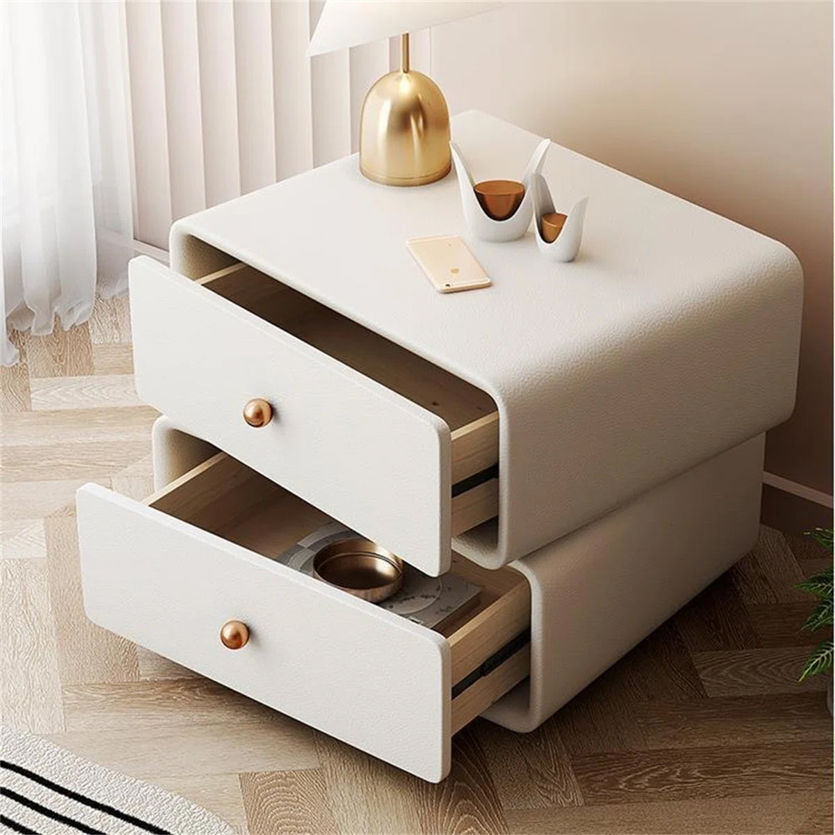 Minimal White Modern Nightstand