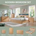 Rounded Oak 3-Drawer Nightstand